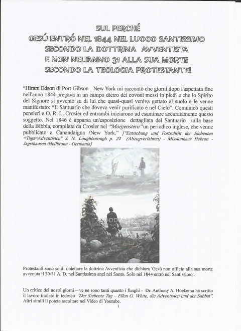 SU PERCHE' GESU' ENTRO' NEL 1844 NEL LUOGO SANTISSIMO... - NUOVA GERUSALEMME