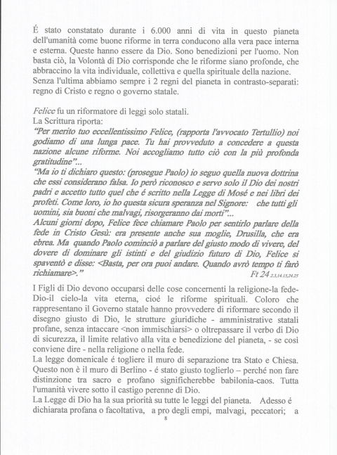 LA VERA RIFORMAZIONE DELLA RIFORMA: SABATO - NUOVA GERUSALEMME