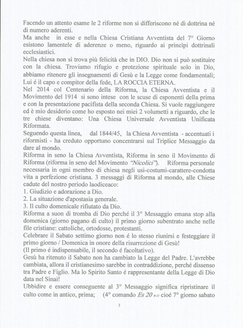 LA VERA RIFORMAZIONE DELLA RIFORMA: SABATO - NUOVA GERUSALEMME