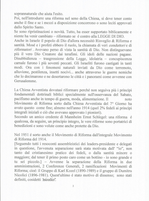 LA VERA RIFORMAZIONE DELLA RIFORMA: SABATO - NUOVA GERUSALEMME